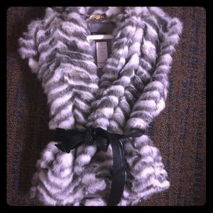 Never worn Bebe Zebra vest with Leather belt!!!